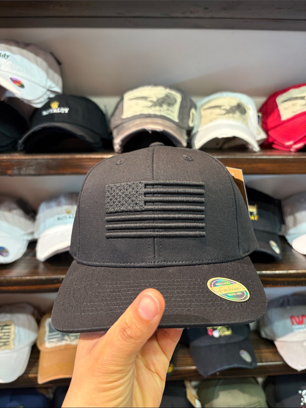 Black American Flag Embroidered Hat